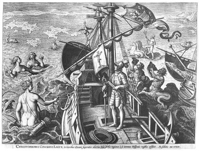 Christopher Columbus on Board His Caravel, Discovering America by Jan van der Straet